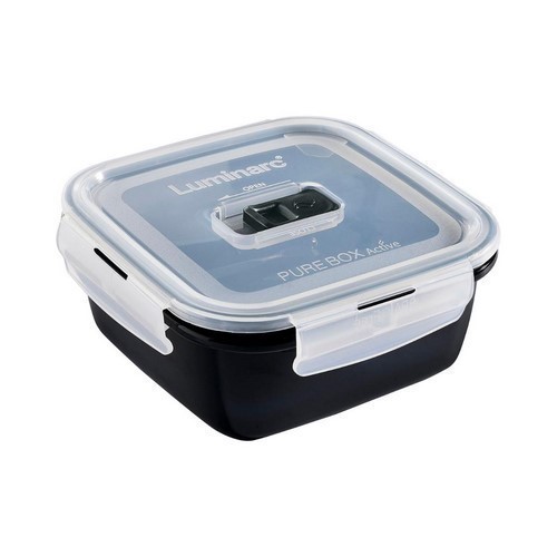 HERMETICO CUADRADO LUMINARC PURE BOX NEGRO 0.76L